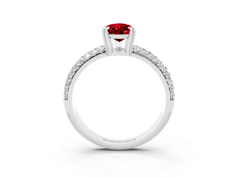 White gold Pear Cut Cut Pave Diamond Engagement Ring with Channel Set Band and Four-Prong Setting_3