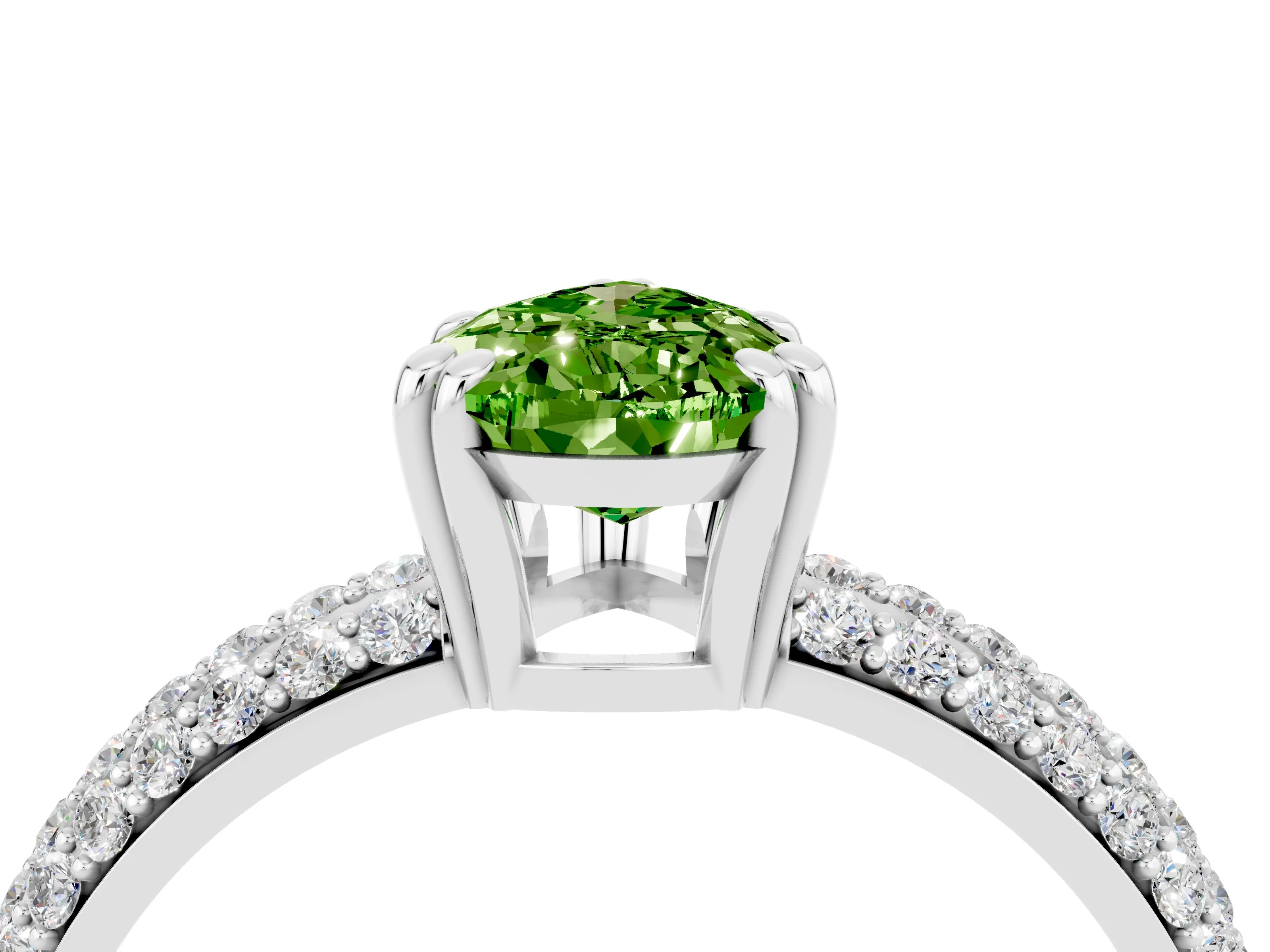 White gold Pear Cut Cut Pave Diamond Engagement Ring with Channel Set Band and Four-Prong Setting_4