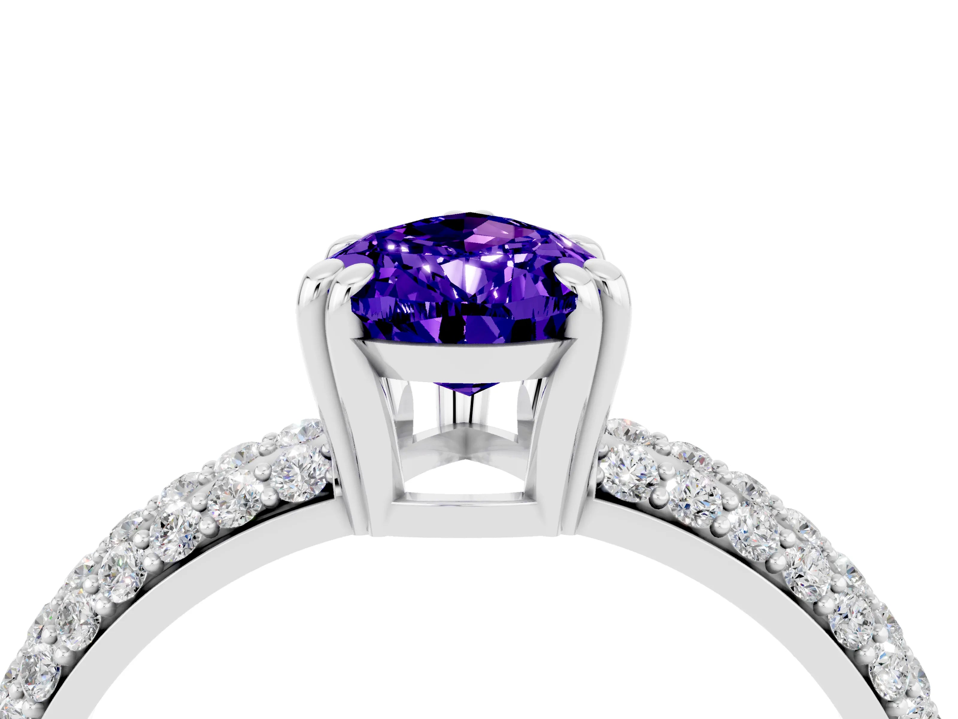 White gold Pear Cut Cut Pave Diamond Engagement Ring with Channel Set Band and Four-Prong Setting_4