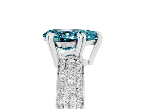 White gold Pear Cut Cut Pave Diamond Engagement Ring with Channel Set Band and Four-Prong Setting_5