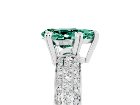 White gold Pear Cut Cut Pave Diamond Engagement Ring with Channel Set Band and Four-Prong Setting_5
