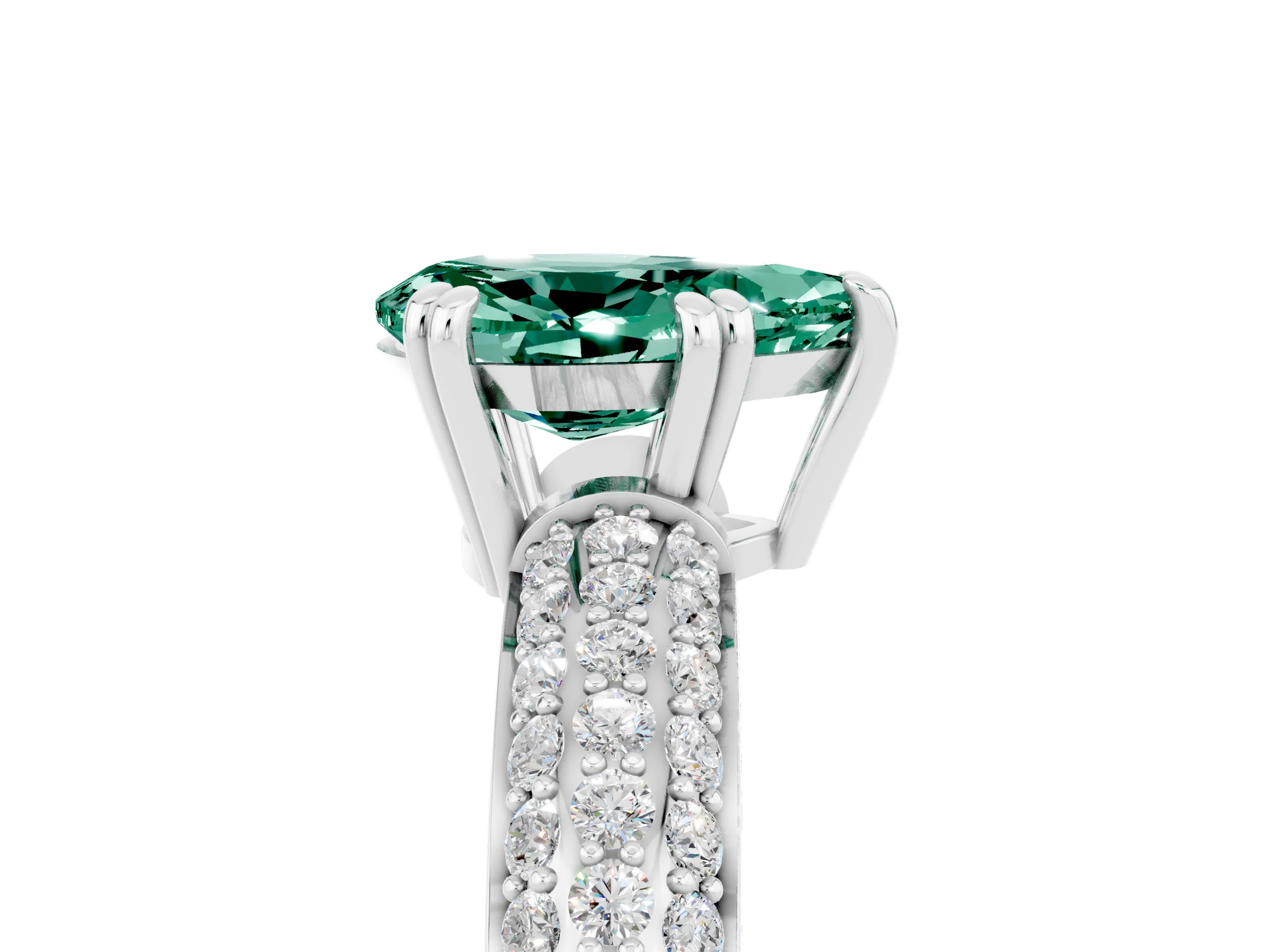 White gold Pear Cut Cut Pave Diamond Engagement Ring with Channel Set Band and Four-Prong Setting_5
