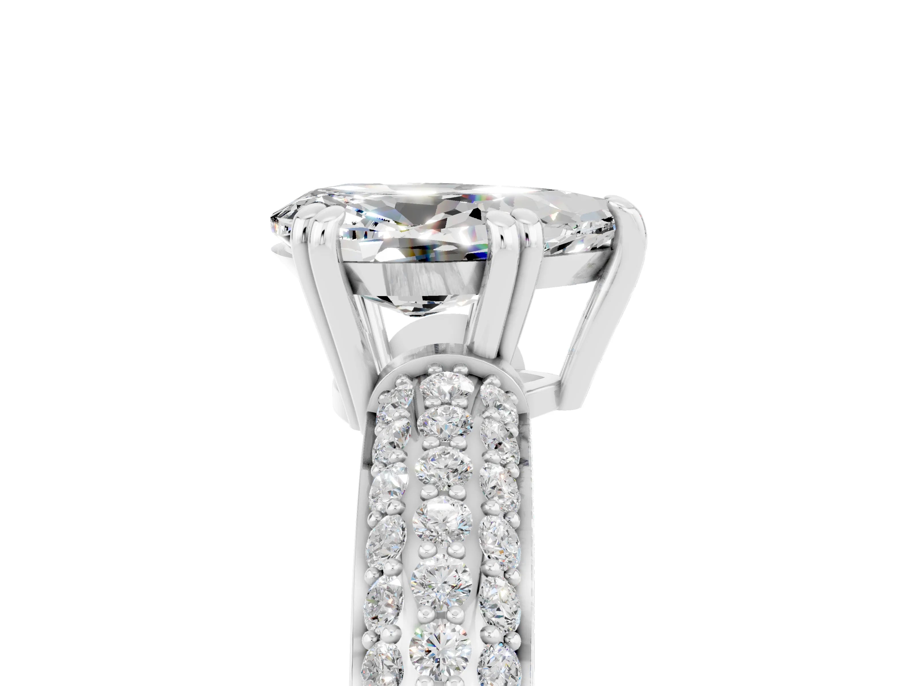 White gold Pear Cut Cut Pave Diamond Engagement Ring with Channel Set Band and Four-Prong Setting_5