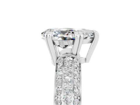 White gold Pear Cut Cut Pave Diamond Engagement Ring with Channel Set Band and Four-Prong Setting_5