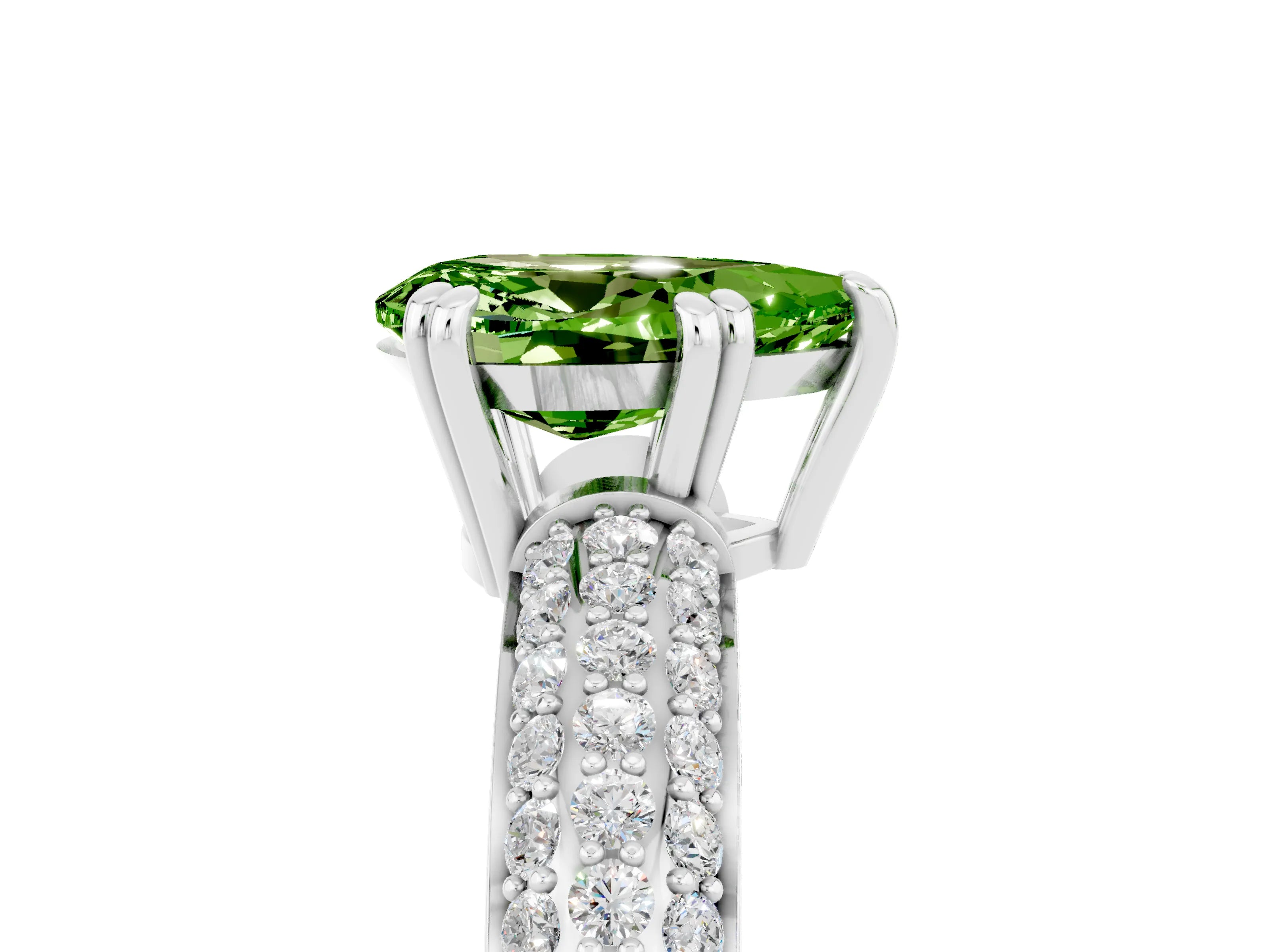 White gold Pear Cut Cut Pave Diamond Engagement Ring with Channel Set Band and Four-Prong Setting_5