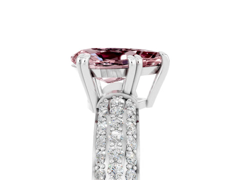White gold Pear Cut Cut Pave Diamond Engagement Ring with Channel Set Band and Four-Prong Setting_5