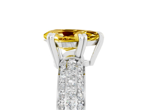 White gold Pear Cut Cut Pave Diamond Engagement Ring with Channel Set Band and Four-Prong Setting_5