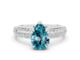 White gold Pear Cut Cut Pave Diamond Engagement Ring with Channel Set Band and Four-Prong Setting