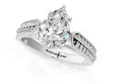 Silver 0.55 Carat E VVS1 Princess Cut Pave Split Shank Engagement Ring with Four-Prong Setting