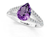 White gold Pear Cut Cut Split Shank Pave Diamond Engagement Ring with Four-Prong Setting_1