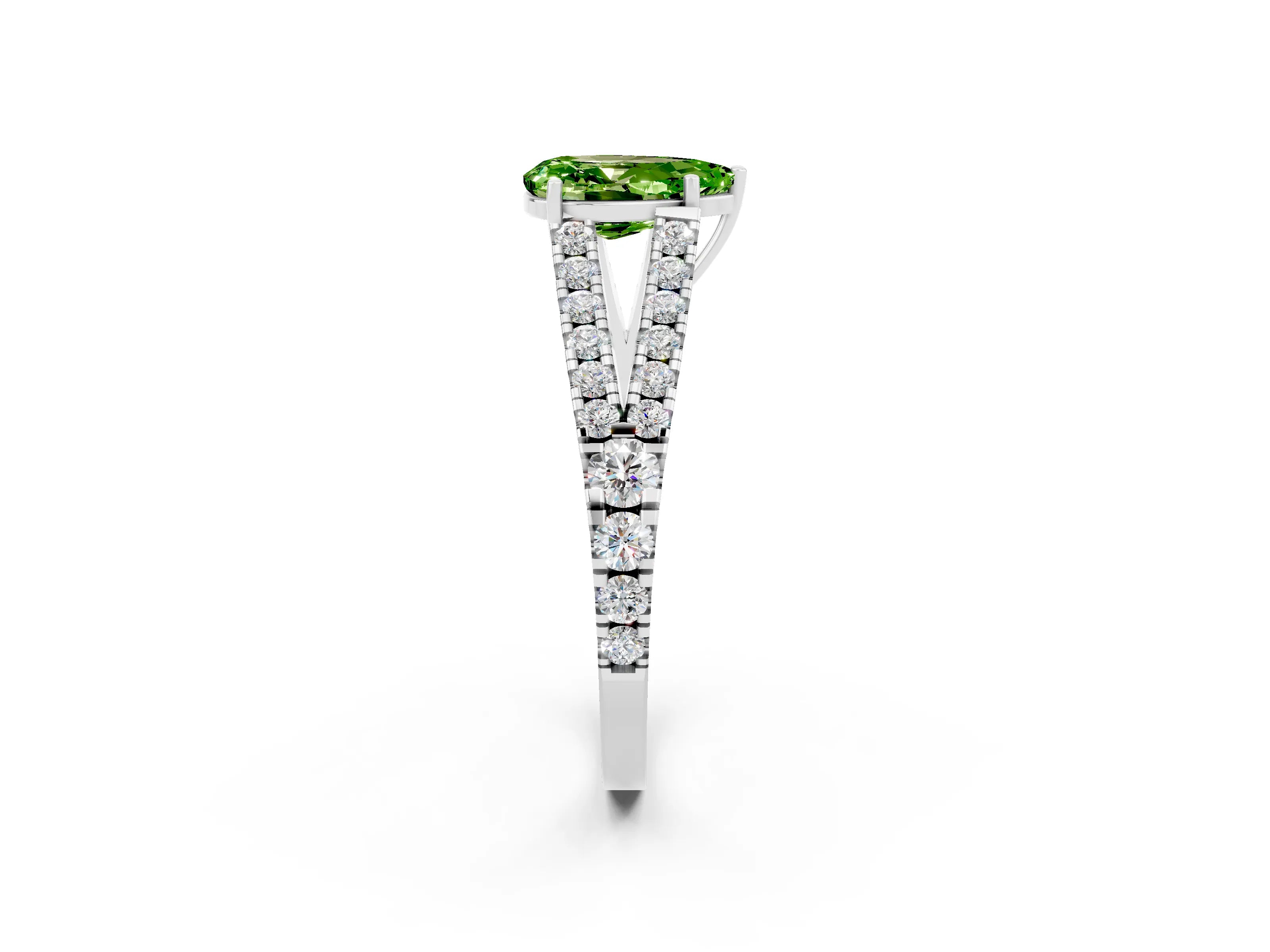 White gold Pear Cut Cut Split Shank Pave Diamond Engagement Ring with Four-Prong Setting_2