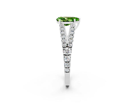White gold Pear Cut Cut Split Shank Pave Diamond Engagement Ring with Four-Prong Setting_2