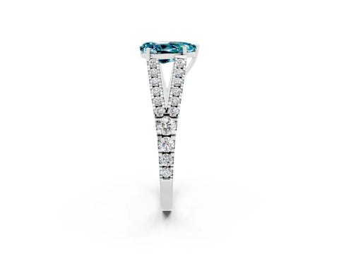 White gold Pear Cut Cut Split Shank Pave Diamond Engagement Ring with Four-Prong Setting_2