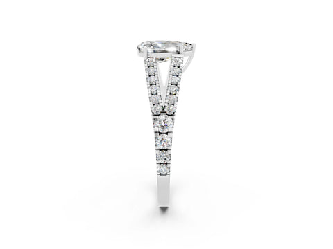 White gold Pear Cut Cut Split Shank Pave Diamond Engagement Ring with Four-Prong Setting_2