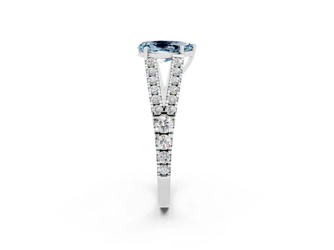 White gold Pear Cut Cut Split Shank Pave Diamond Engagement Ring with Four-Prong Setting_2
