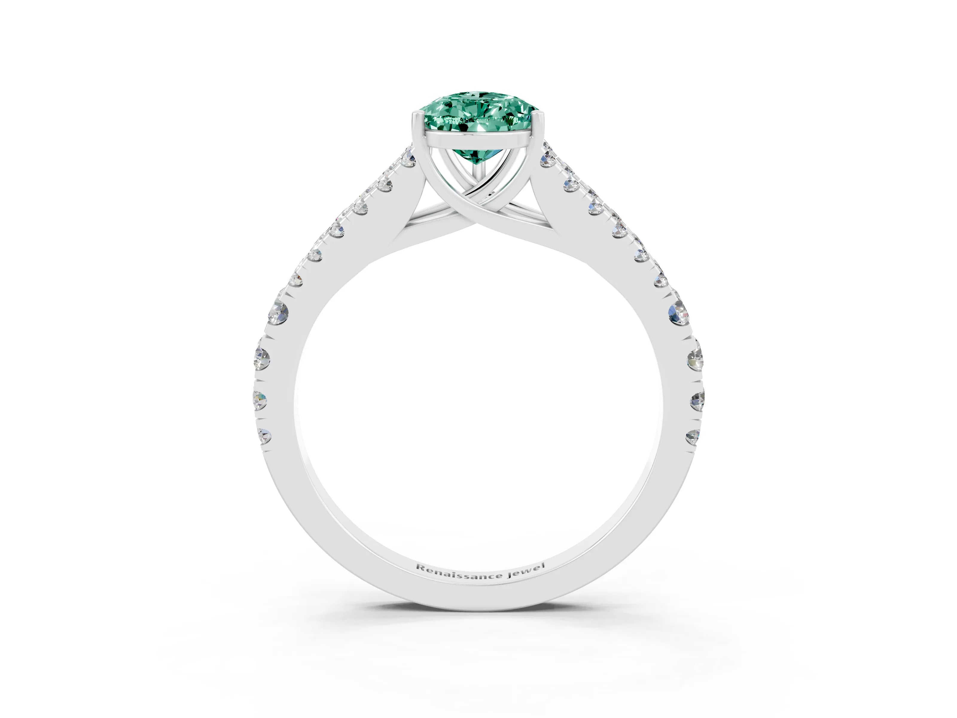 White gold Pear Cut Cut Split Shank Pave Diamond Engagement Ring with Four-Prong Setting_3