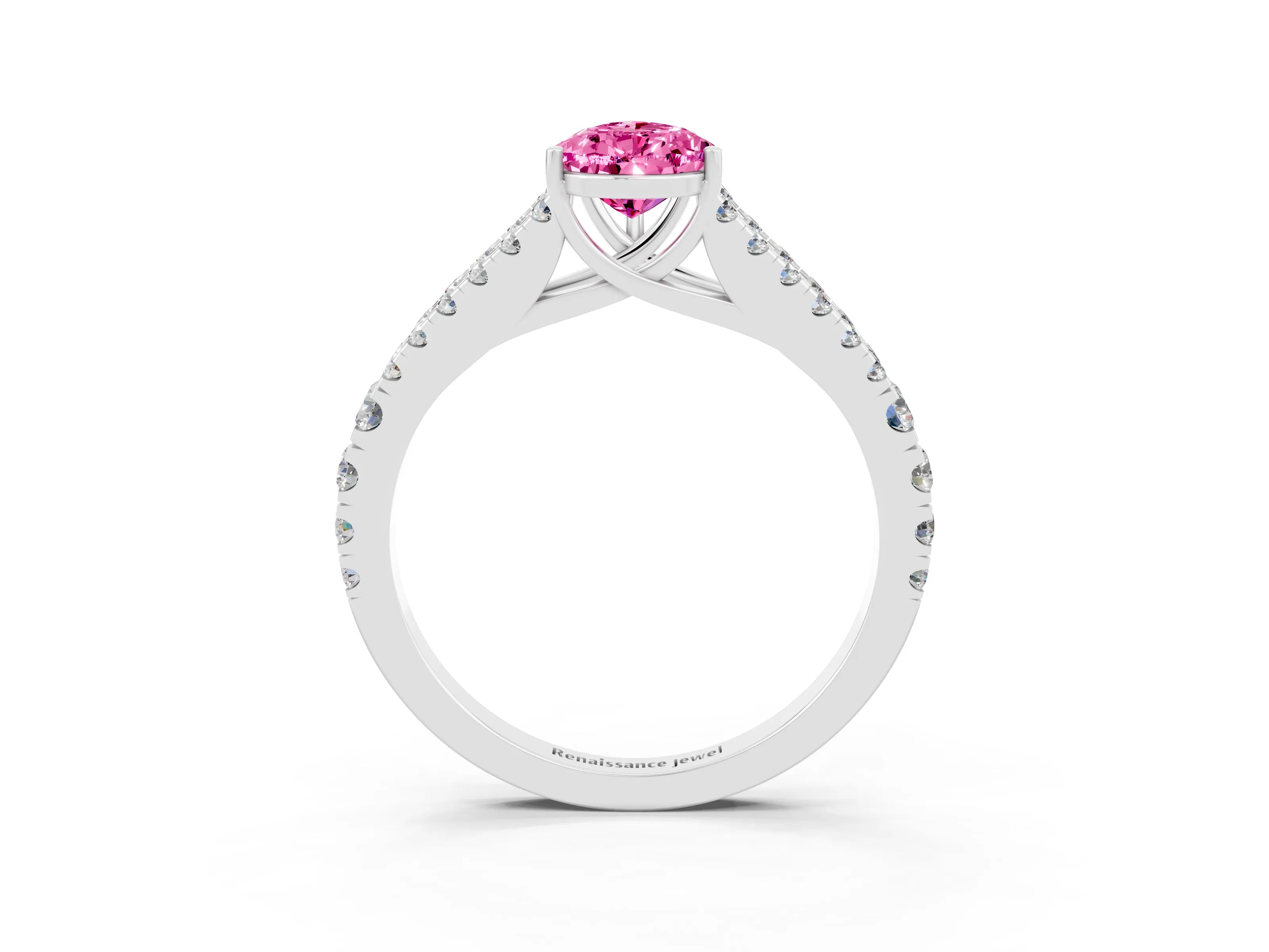 White gold Pear Cut Cut Split Shank Pave Diamond Engagement Ring with Four-Prong Setting_3