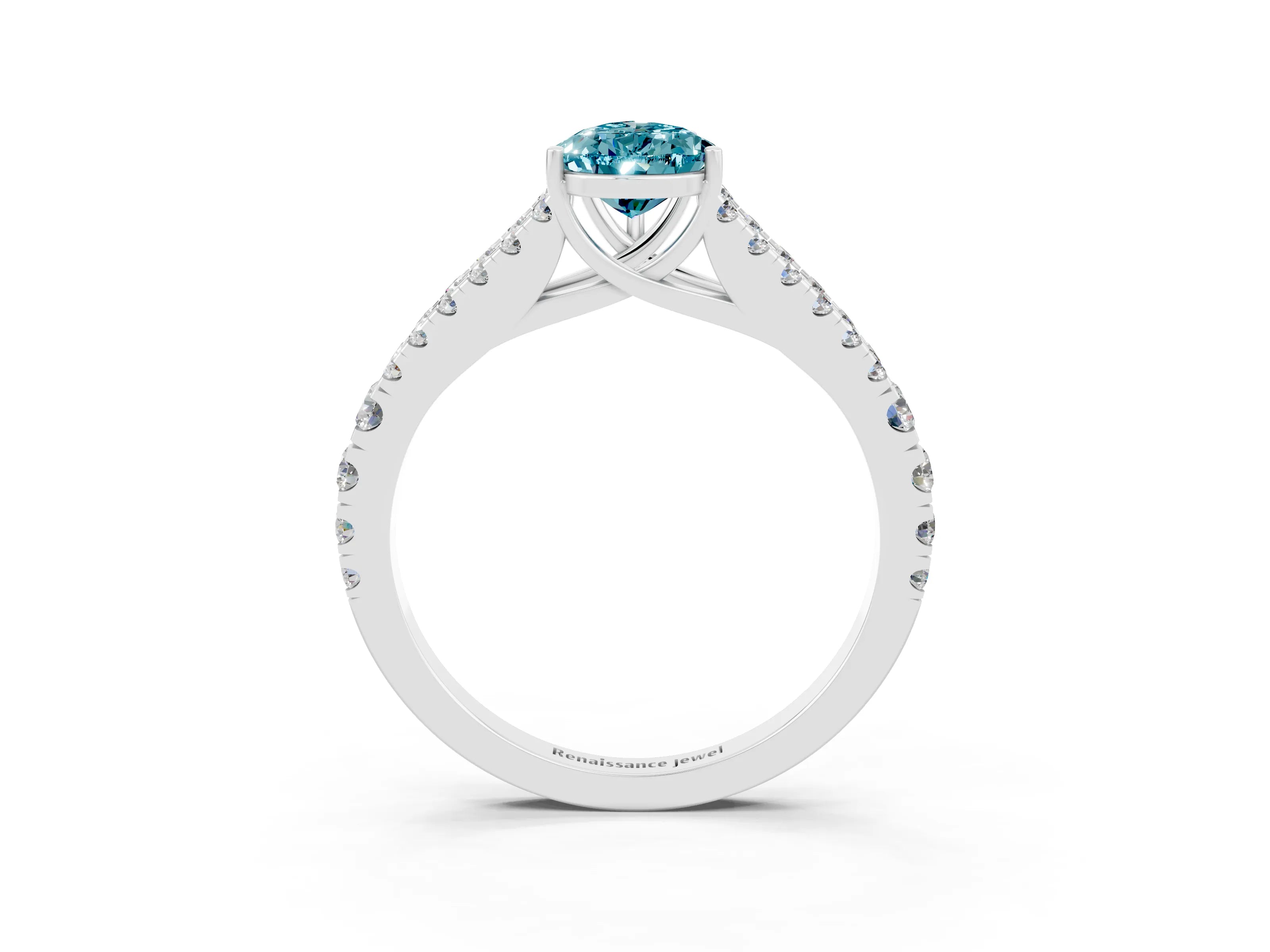 White gold Pear Cut Cut Split Shank Pave Diamond Engagement Ring with Four-Prong Setting_3