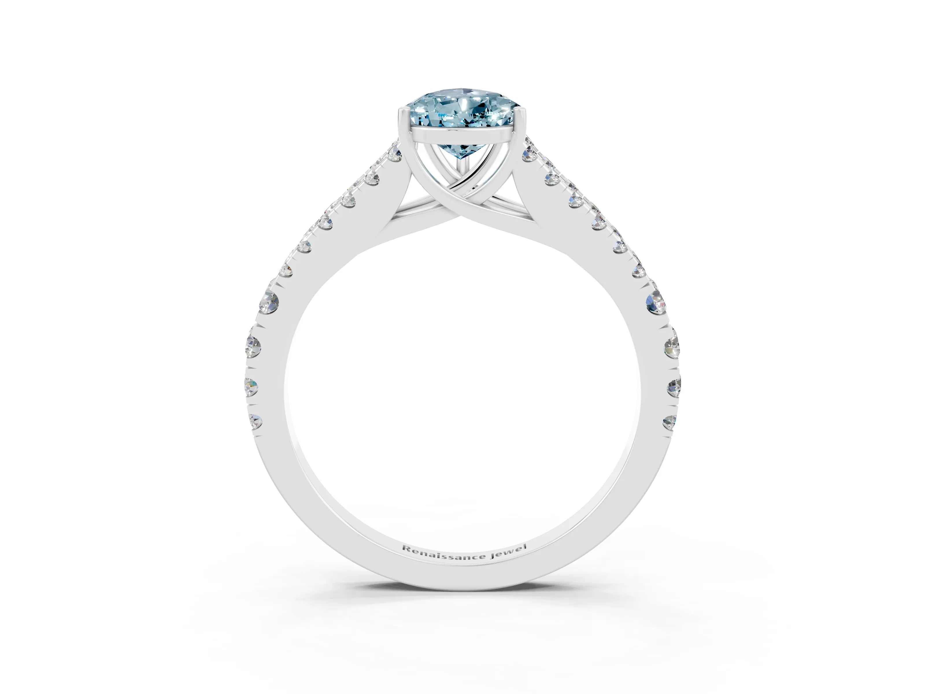 White gold Pear Cut Cut Split Shank Pave Diamond Engagement Ring with Four-Prong Setting_3