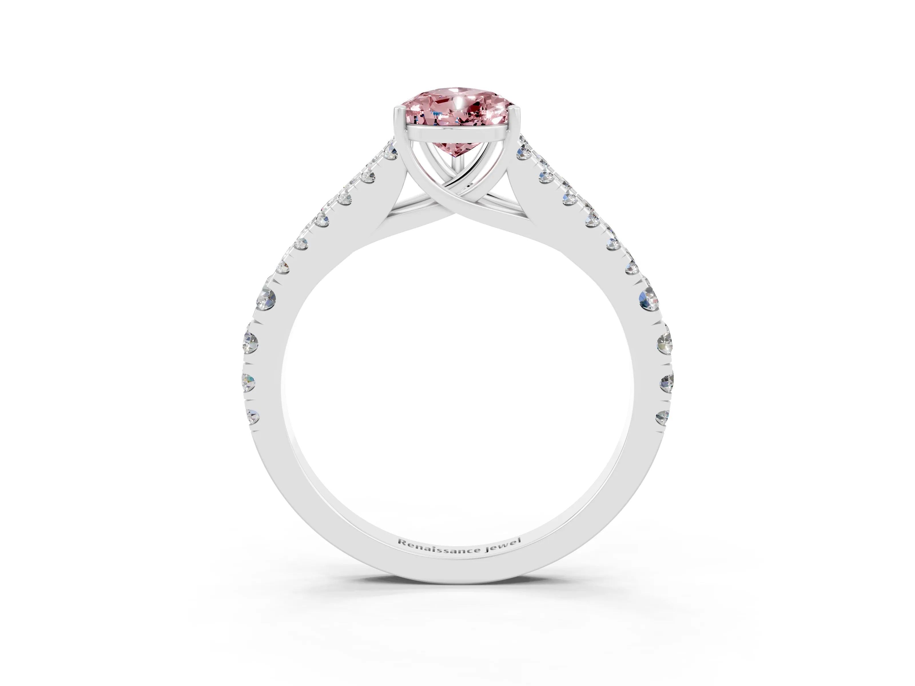 White gold Pear Cut Cut Split Shank Pave Diamond Engagement Ring with Four-Prong Setting_3