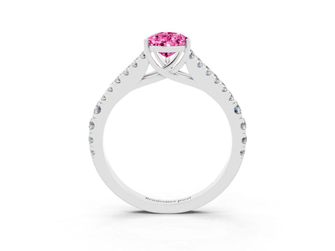 White gold Pear Cut Cut Split Shank Pave Diamond Engagement Ring with Four-Prong Setting_3