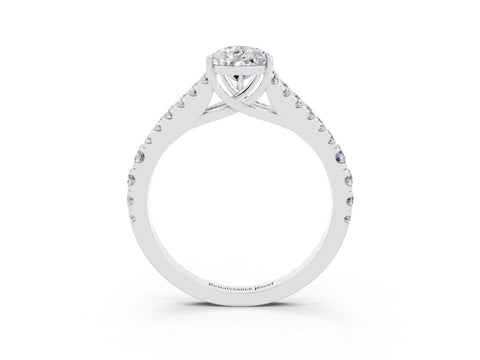 White gold Pear Cut Cut Split Shank Pave Diamond Engagement Ring with Four-Prong Setting_3
