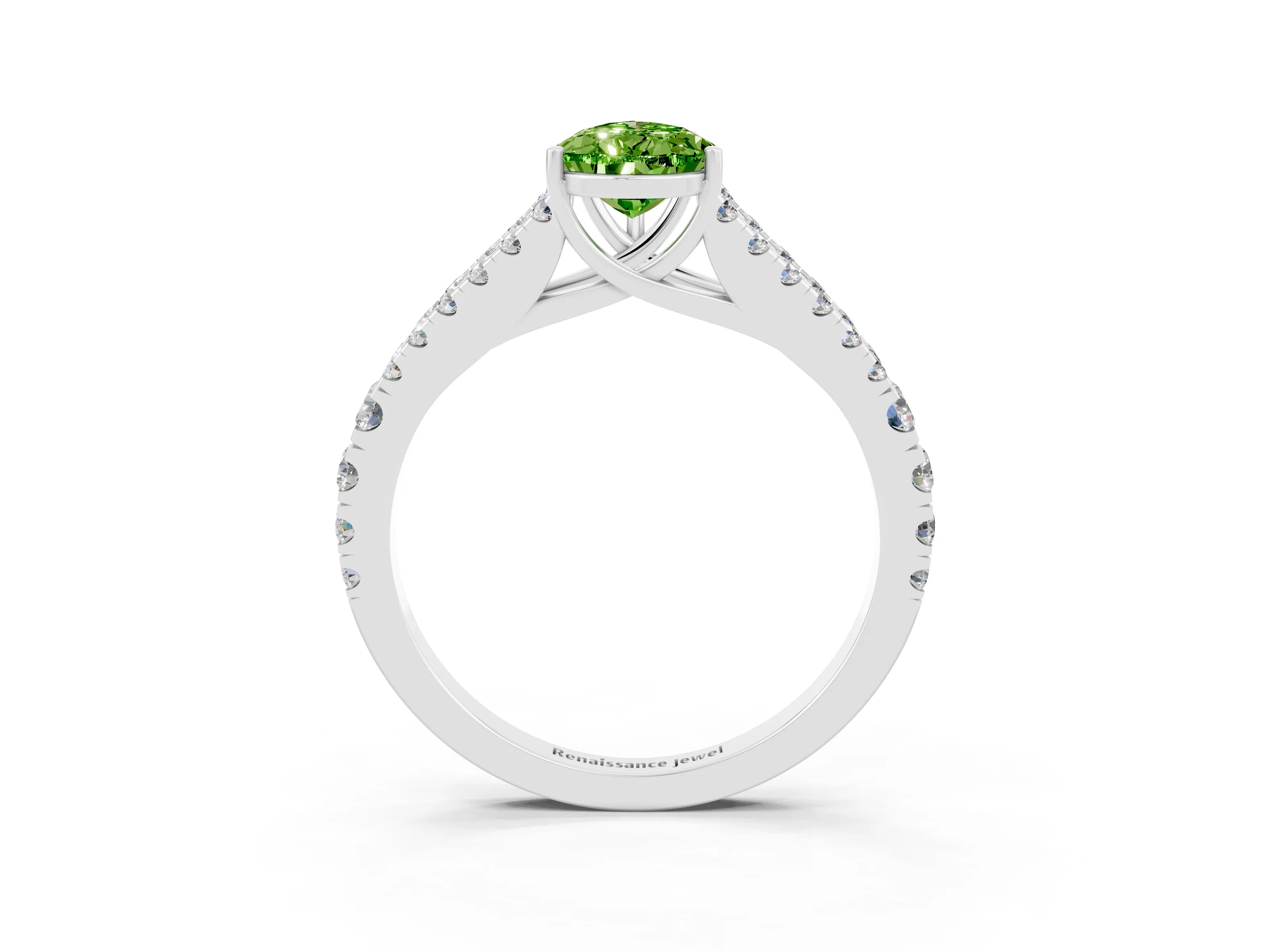 White gold Pear Cut Cut Split Shank Pave Diamond Engagement Ring with Four-Prong Setting_3