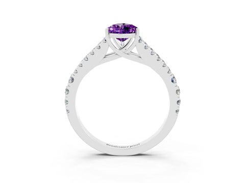 White gold Pear Cut Cut Split Shank Pave Diamond Engagement Ring with Four-Prong Setting_3