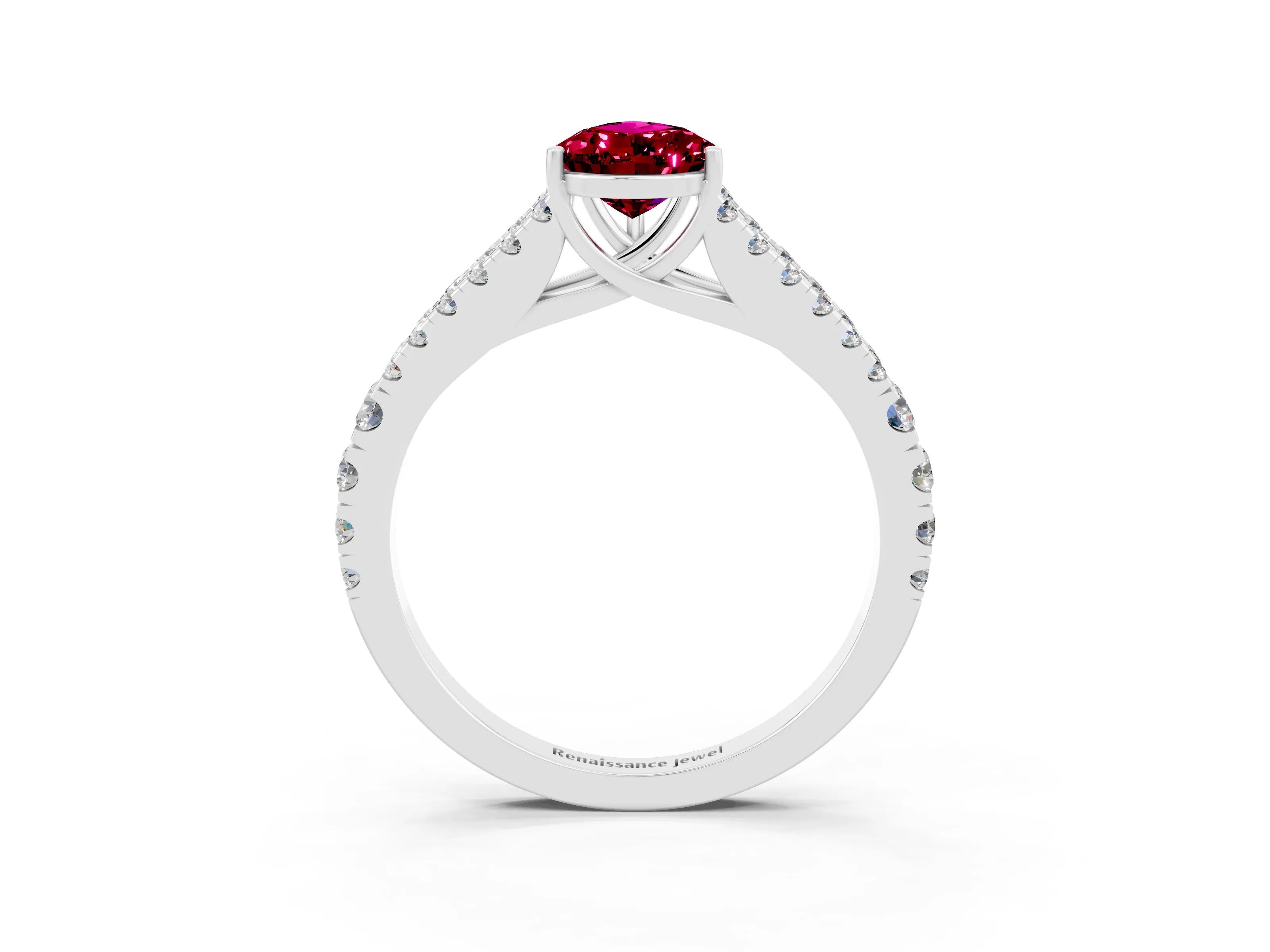 White gold Pear Cut Cut Split Shank Pave Diamond Engagement Ring with Four-Prong Setting_3