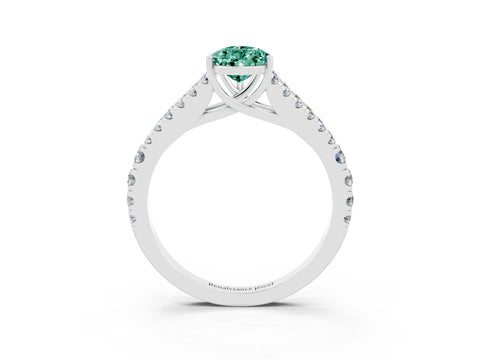 White gold Pear Cut Cut Split Shank Pave Diamond Engagement Ring with Four-Prong Setting_3