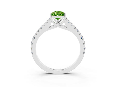 White gold Pear Cut Cut Split Shank Pave Diamond Engagement Ring with Four-Prong Setting_3