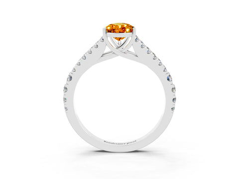 White gold Pear Cut Cut Split Shank Pave Diamond Engagement Ring with Four-Prong Setting_3