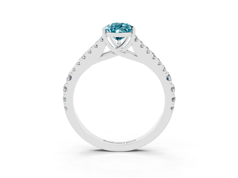 White gold Pear Cut Cut Split Shank Pave Diamond Engagement Ring with Four-Prong Setting_3