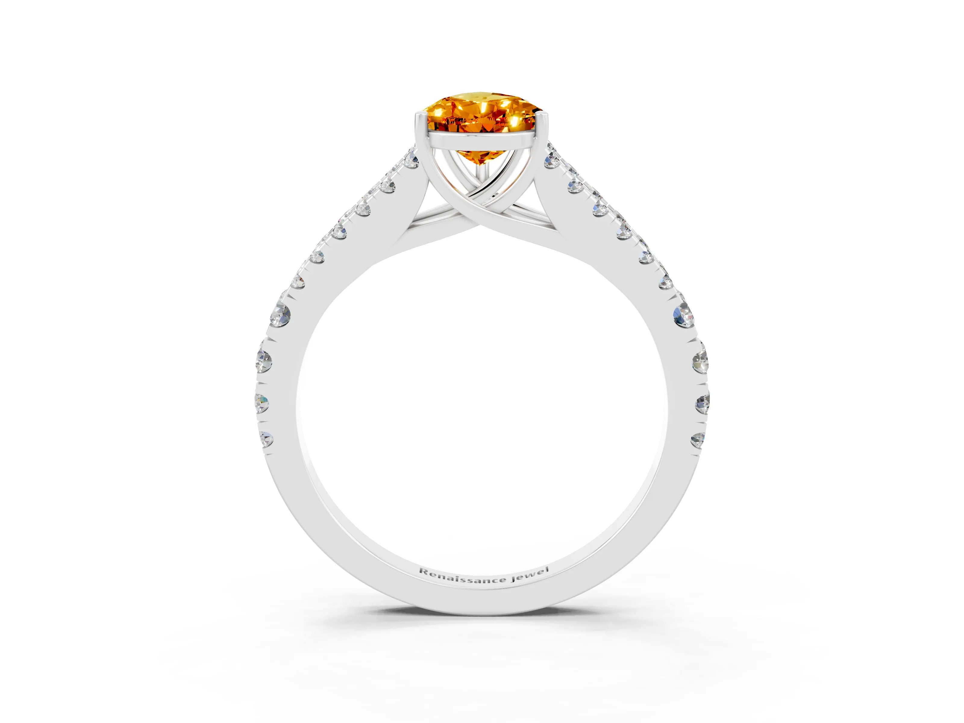 White gold Pear Cut Cut Split Shank Pave Diamond Engagement Ring with Four-Prong Setting_3
