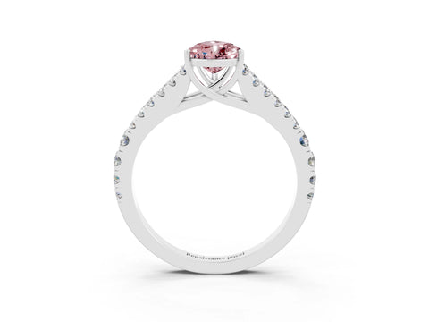 White gold Pear Cut Cut Split Shank Pave Diamond Engagement Ring with Four-Prong Setting_3