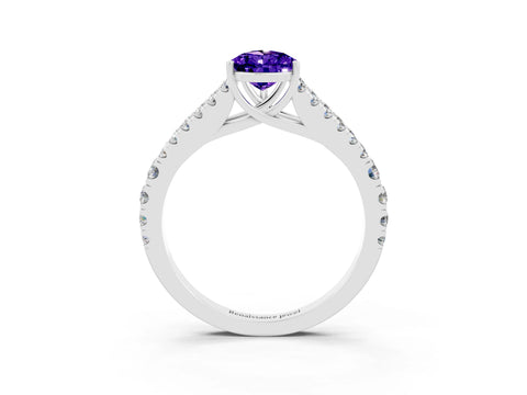 White gold Pear Cut Cut Split Shank Pave Diamond Engagement Ring with Four-Prong Setting_3