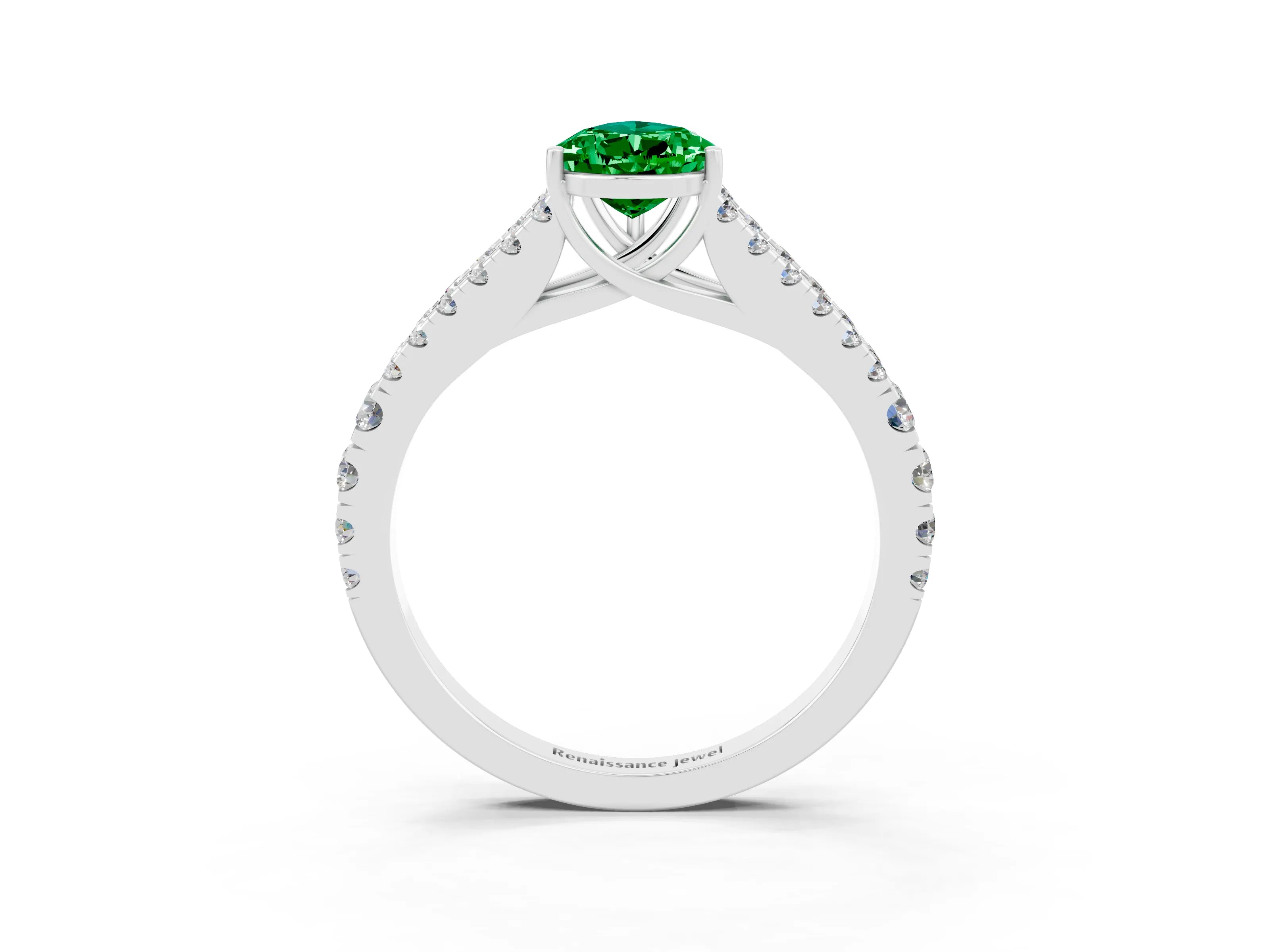 White gold Pear Cut Cut Split Shank Pave Diamond Engagement Ring with Four-Prong Setting_3