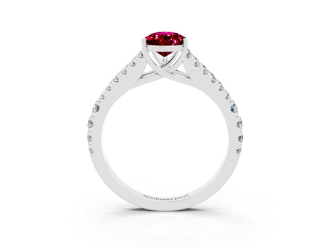 White gold Pear Cut Cut Split Shank Pave Diamond Engagement Ring with Four-Prong Setting_3