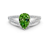 White gold Pear Cut Cut Split Shank Pave Diamond Engagement Ring with Four-Prong Setting