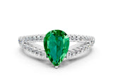 White gold Pear Cut Cut Split Shank Pave Diamond Engagement Ring with Four-Prong Setting