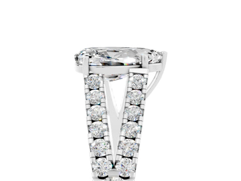 White gold Pear Cut Cut Split Shank Pave Diamond Engagement Ring with Four-Prong Setting_5