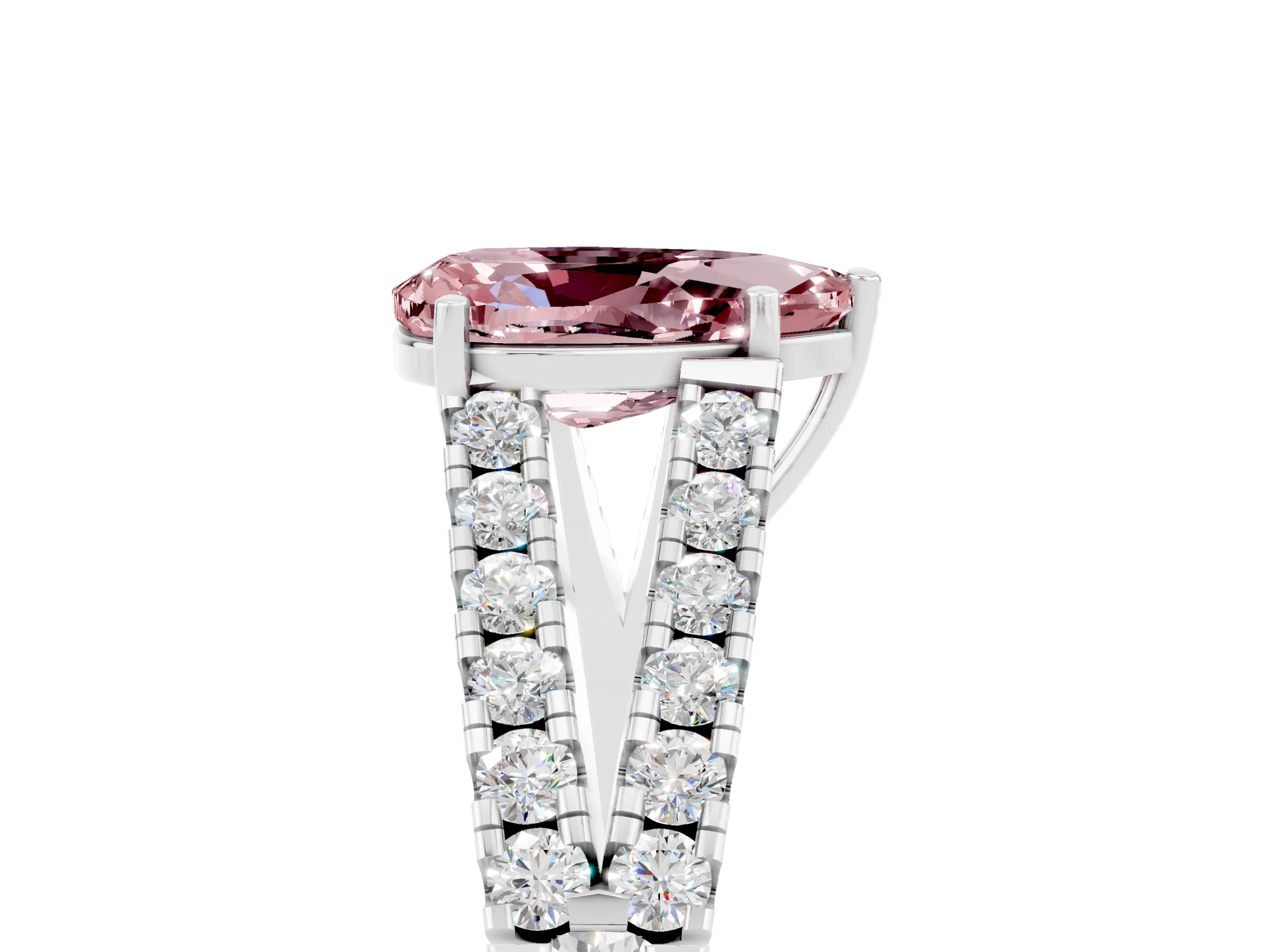 White gold Pear Cut Cut Split Shank Pave Diamond Engagement Ring with Four-Prong Setting_5