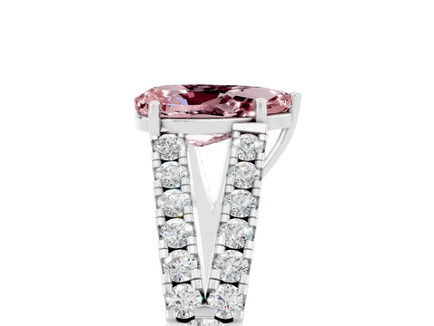 White gold Pear Cut Cut Split Shank Pave Diamond Engagement Ring with Four-Prong Setting_5