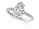 White gold Pear Cut Diamond Brilliant Solitaire Ring with Pavé Band and Four-Prong Setting_150