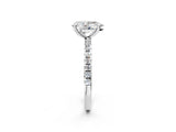 White gold Pear Cut Diamond Brilliant Solitaire Ring with Pavé Band and Four-Prong Setting_151