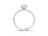White gold Pear Cut Diamond Brilliant Solitaire Ring with Pavé Band and Four-Prong Setting_152