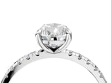 White gold Pear Cut Diamond Brilliant Solitaire Ring with Pavé Band and Four-Prong Setting_153