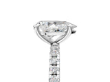 White gold Pear Cut Diamond Brilliant Solitaire Ring with Pavé Band and Four-Prong Setting_154