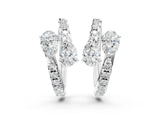 White gold Pear Cut Diamond Bypass Huggie Hoop Earrings_4