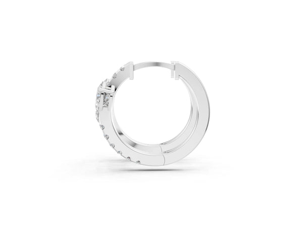 White gold Pear Cut Diamond Bypass Huggie Hoop Earrings